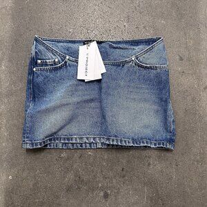 Y/Project Y Belt Arc Denim Mini Skirt in Faded Blue